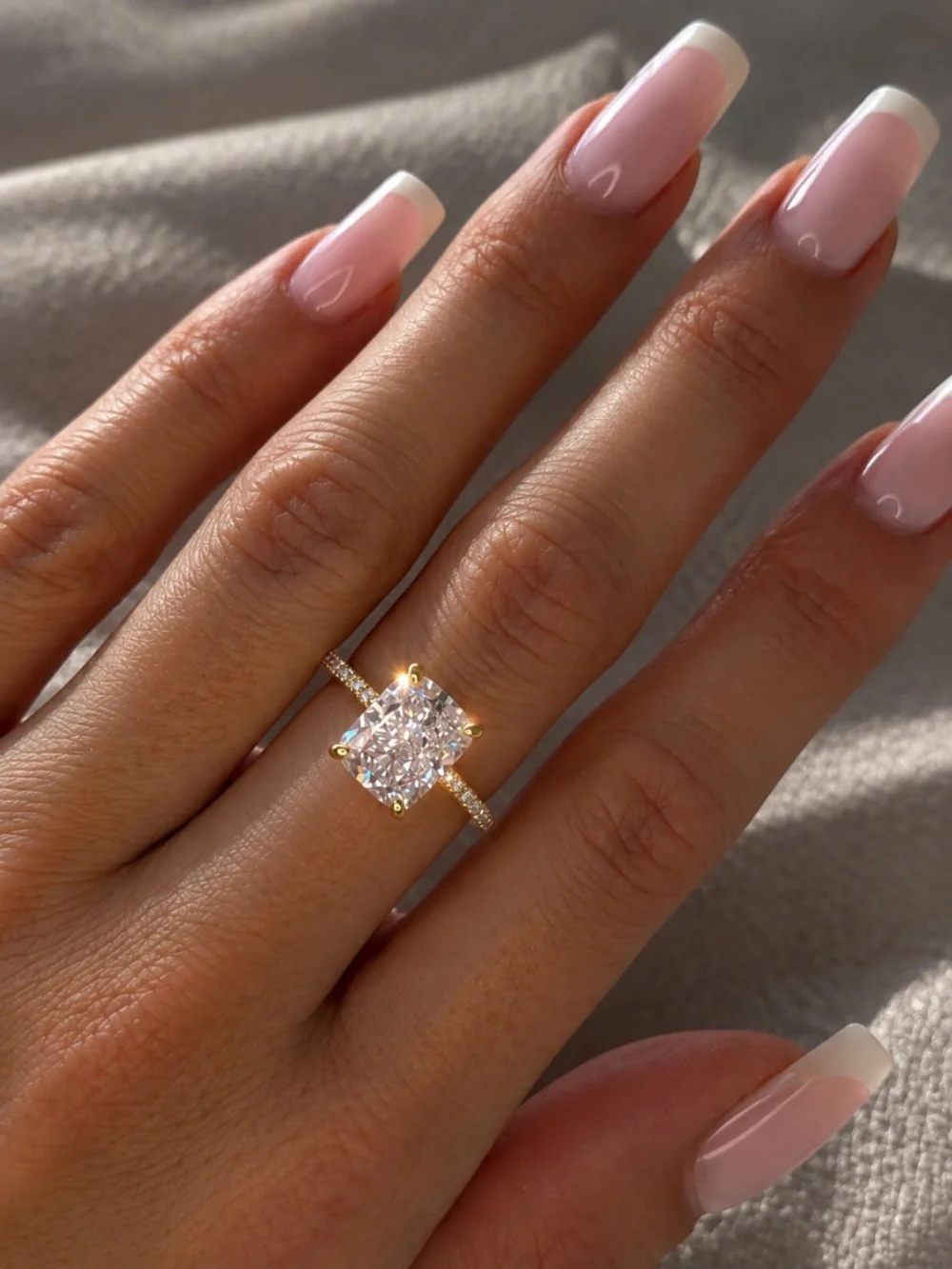 3 Ct Yellow Gold Plated Sterling Silver CZ Engagement Ring